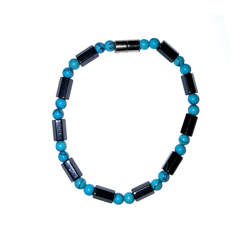 21cm Magnetic Bracelet (Magnetic Catch) - Hex Design - in Turquoise