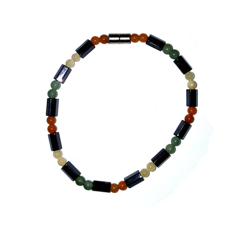 21cm Magnetic Bracelet (Magnetic Catch) - Hex Design - with Mixed Stones (Mix 1)