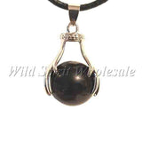 wholesale Semi Precious Gemstone Crystal Pendants - Ball Black Onyx