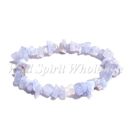 Wholesale Gemstone Crystal Chip Bracelet - Blue Lace Agate
