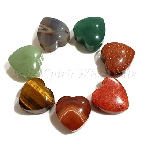 wholesale Semi Precious Gemstone Crystal Pendants - Heart 