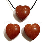 wholesale Semi Precious Gemstone Crystal Pendants - Heart Goldstone Brown