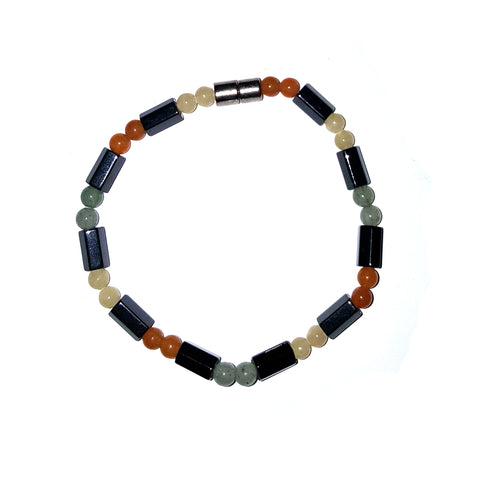 19cm Magnetic Bracelet (Magnetic Catch) - Hex Design - with Mixed Stones (Mix 2)