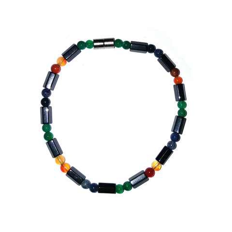 21cm Magnetic Bracelet (Magnetic Catch) - Hex Design - with Mixed Stones (Mix 3)