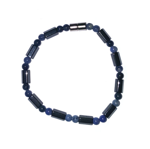 19cm Magnetic Bracelet (Magnetic Catch) - Hex Design - in Sodalite