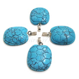 wholesale Semi Precious Gemstone Crystal Pendants - Turtle Shell Blue Howlite