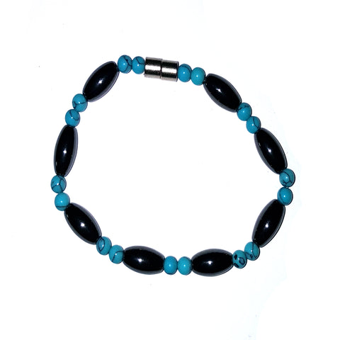 19cm Magnetic Bracelet (Magnetic Catch) - Barrel Design - in Turquoise