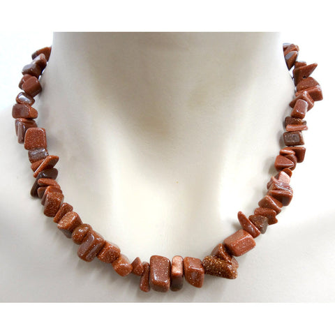 Chip Necklace - CHUNKY 45cm - Goldstone Brown